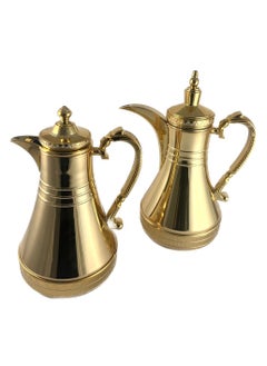 Homemaker 2-Piece Tea & Coffee Flask - 0.75 Liter & 1 Liter Capacity - Glass Inner - Steel Body - Gold  - Image 3