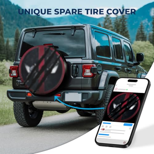 GENANY Clawed Hero Size 14 Premium PVC Leather Spare Tire Cover, Universal Fit for RV Jeep Camper Trailer, Dustproof, Waterproof Jeep Tire Cover with No Camera Hole, Spring Car Decor - Image 2