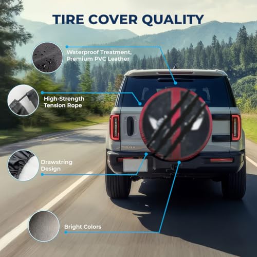 GENANY Clawed Hero Size 14 Premium PVC Leather Spare Tire Cover, Universal Fit for RV Jeep Camper Trailer, Dustproof, Waterproof Jeep Tire Cover with No Camera Hole, Spring Car Decor - Image 4