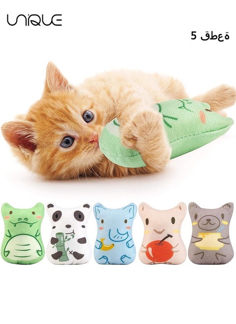 Catnip Toys for Indoor Cats - 5PCS Plush Cat Chew Toys Teething Interactive Catnip Filled Kitten Toy Soft Pet Toy (Animal Shapes)