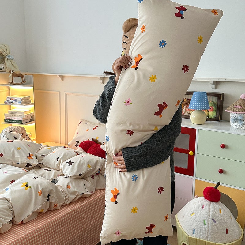 100% Cotton Long Pillow - Bedside Support, Pregnancy Aid, Leg Rest, and Waist Cushion for All  Seasons