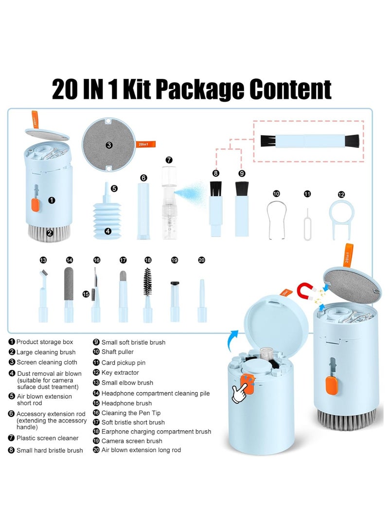 20-in-1 Laptop Screen Keyboard Cleaner Kit for iPhone, Airpods, Computer, Cleaning Spray for MacBook, iPad, Smartphone, Electric Clean Brush Tool for Camera, Earbuds, Blue  - Image 3
