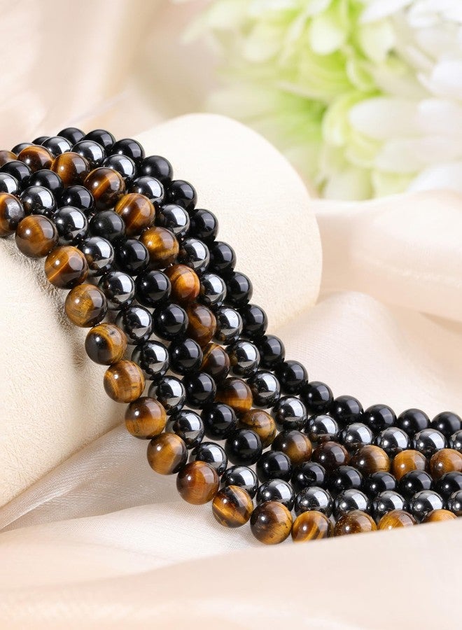 Jovivi 100pcs 8mm Round Stone Beads Mixed - Tiger Eye, Obsidian, Hematite - Polished - Genuine - For Jewelry Making & Crafting - Image 2