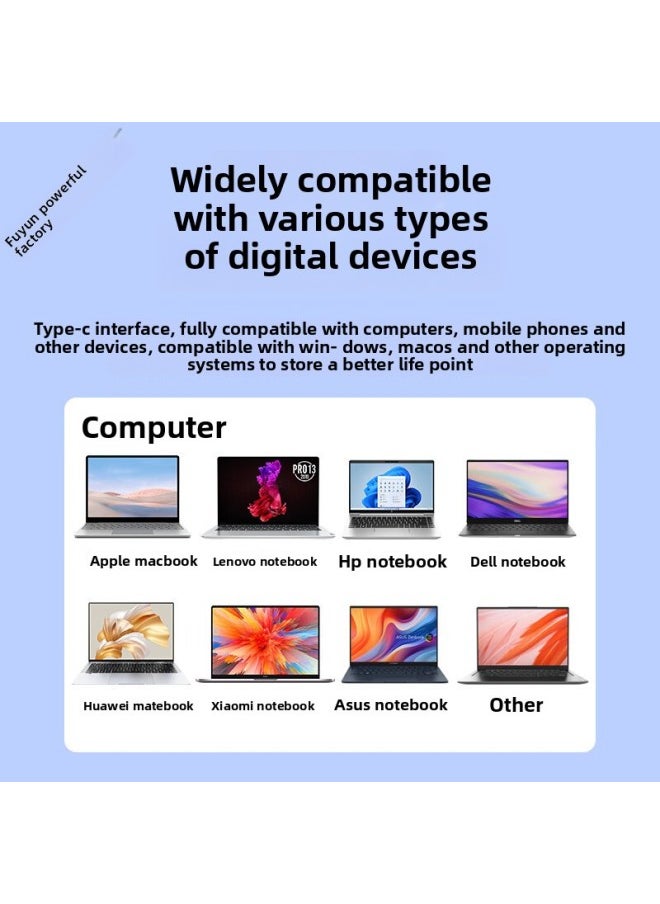 1TB Solid-state U Disk Type-c Mobile Phone Computer Dual-purpose Dual-interface USB 1000 MB/S High-speed Mobile Phone Computer-Capacity:Dual Port [1050mb/s] Gigabit Optical Speed Transmission-Interface:Metal Solid U Disk [128g] + Special Protective Leather Case