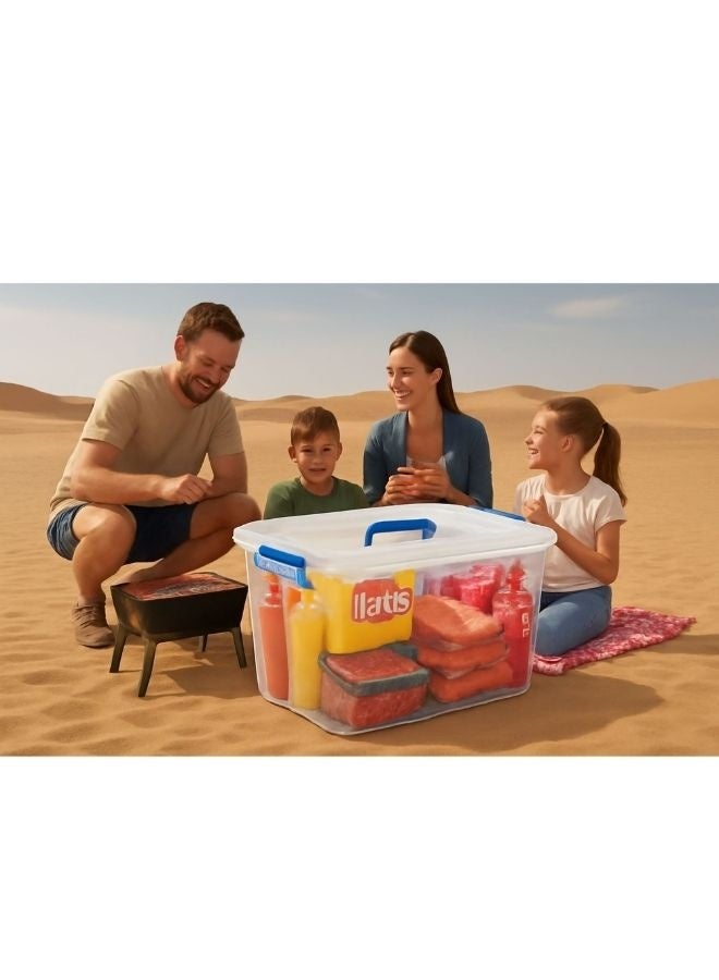 HIWARE Plastic Storage Box 30 Ltr 3 Pcs Set With Lockable Lid And Wheels | Clear Plastic Storage Boxes With Lids | Transparent Organizer For Clothes, Toys, Tools, Arts And Crafts | Home Storage ( SET OF 3 ) - Image 5