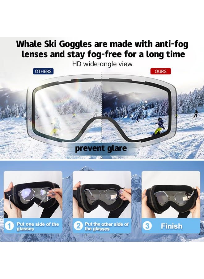 Whale Professional Ski Goggles With A Frameless, Interchangeable Lens Design, Anti-Fog And UV400Protection, Suitable For Both Men And Women(Blue electroplating) - Image 3
