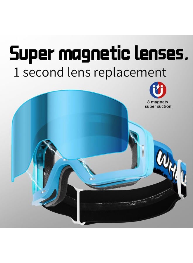 Whale Professional Ski Goggles With A Frameless, Interchangeable Lens Design, Anti-Fog And UV400Protection, Suitable For Both Men And Women(Blue electroplating) - Image 2