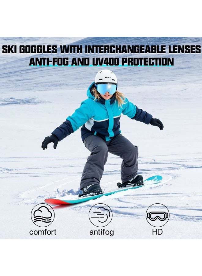Whale Professional Ski Goggles With A Frameless, Interchangeable Lens Design, Anti-Fog And UV400Protection, Suitable For Both Men And Women(Blue electroplating) - Image 4