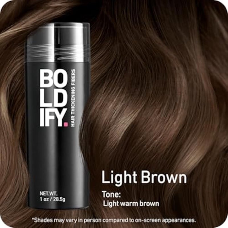 BOLDIFY Hair Fibers (28.5g) - Fill In Thinning and Fine Hair for an Instantly Fuller, Thicker Look - 14 Shades for Women & Men - Light Brown - Image 2