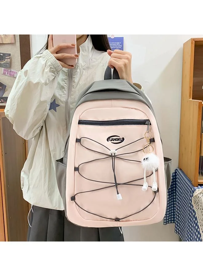 Take Two Pink Polyester Backpack with Zip Closure