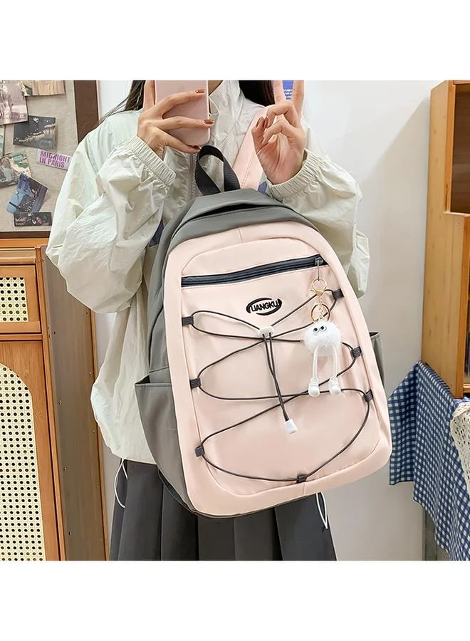 Take Two Pink Polyester Backpack with Zip Closure