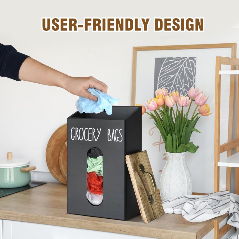 Ameuphercy Farmhouse Grocery Bag Holder for Plastic Bags,Plastic Bag Holders for Grocery Bags,Bag Holder for Plastic Bags Groceries Store with Lid,Plastic Bag Holder Under Sink for Kitchen Storage Organization - Image 2