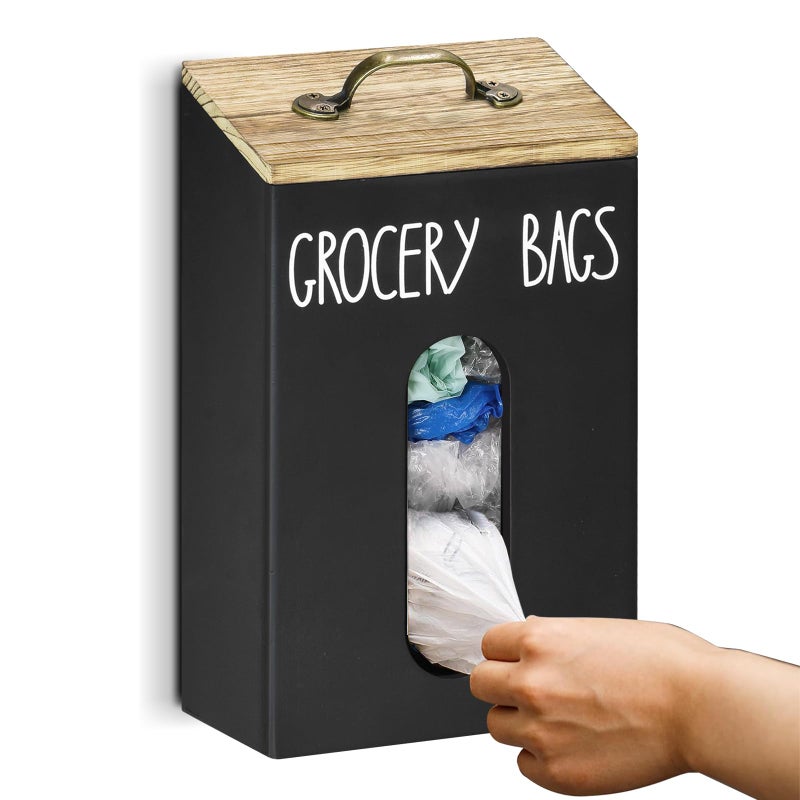 Ameuphercy Farmhouse Grocery Bag Holder for Plastic Bags,Plastic Bag Holders for Grocery Bags,Bag Holder for Plastic Bags Groceries Store with Lid,Plastic Bag Holder Under Sink for Kitchen Storage Organization - Image 1