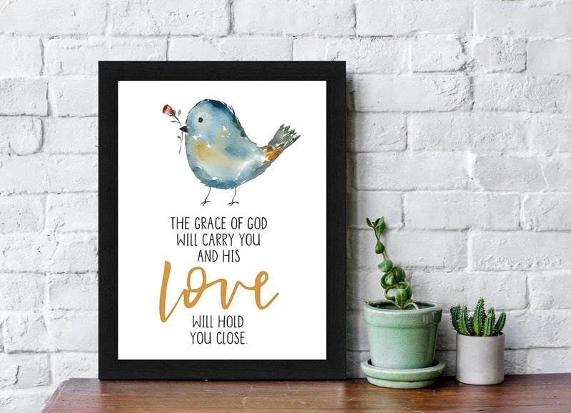 Interio Crafts إطار جدار آية الكتاب المقدس من إنتريريو كرافتس نعمة الله اقتباس يسوع خشب صناعي 135X10 بوصة - Image 2