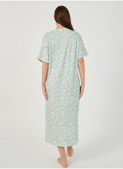 Styli All-Over Floral Print Drop Shoulder Sleep T-Shirt Dress  - Image 4