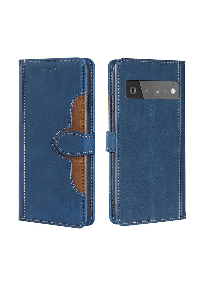 S-TOP Case For Google Pixel 6 Pro Skin Feel Straw Hat Magnetic Buckle Horizontal Flip Leather Case with Holder & Card Slots & Wallet - Image 1