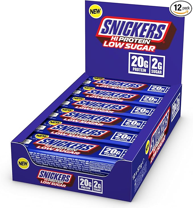 Snickers Low Sugar Hi Protein Bar Pack of 12 x 57g - Image 1