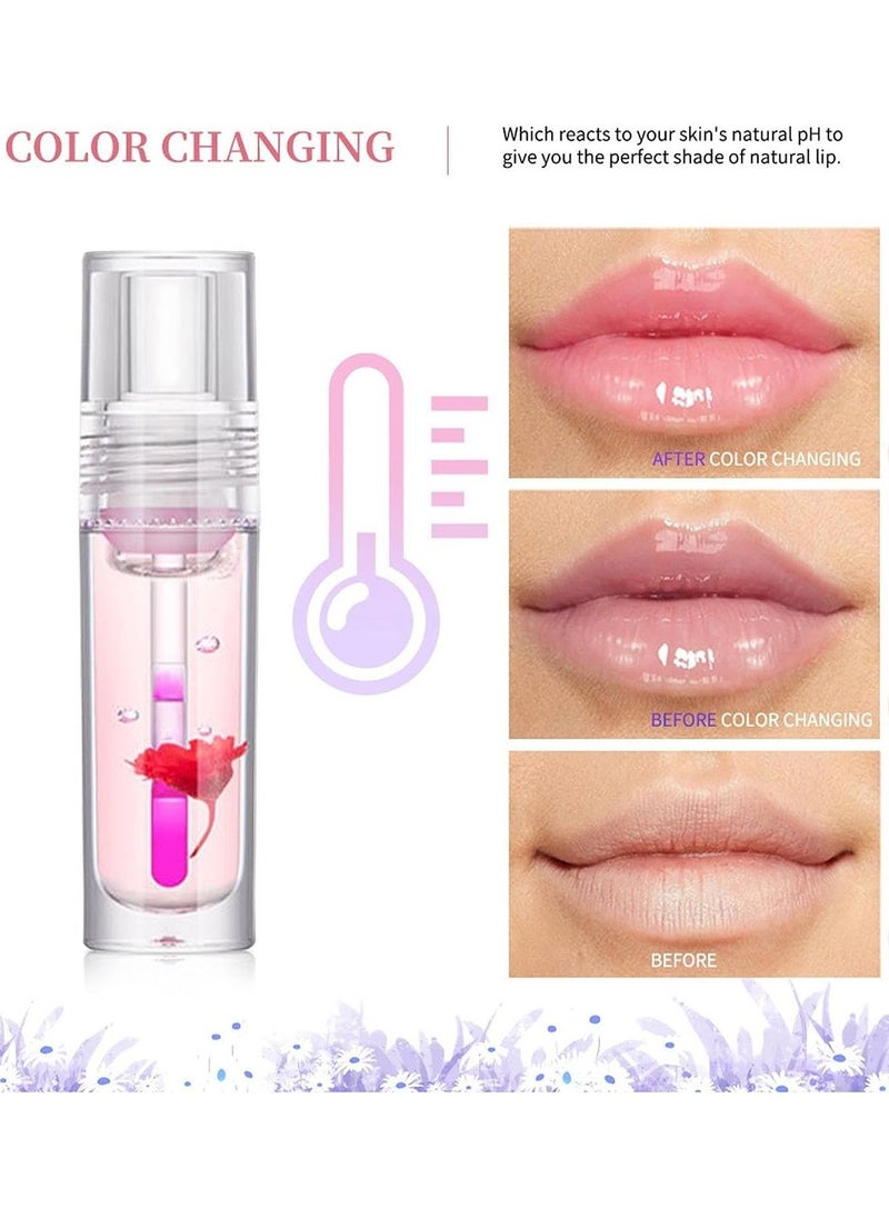 ibcccndc Color Change Lip Gloss Flower Lip Oil Long Lasting Nutritious Lip Balm Lips Moisturizer Magic Temperature Color Change Lip Serum Eliminate Dryness Wrinkles Enhances Plump Gloss  - Image 5
