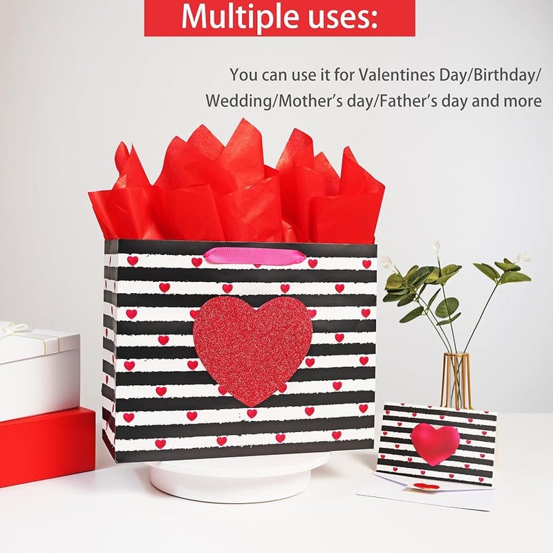 Bobobag 13 Large Gift Bag with Red Tissue Paper for Valentine's Day,Wedding - Image 4