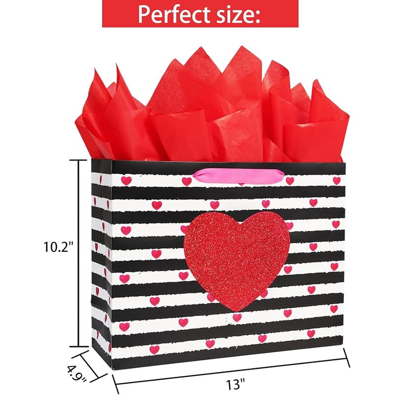 Bobobag 13 Large Gift Bag with Red Tissue Paper for Valentine's Day,Wedding - Image 2