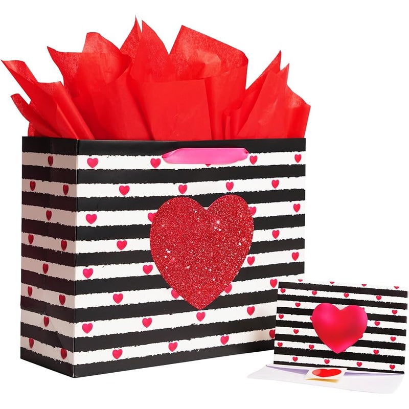 Bobobag 13 Large Gift Bag with Red Tissue Paper for Valentine's Day,Wedding - Image 1