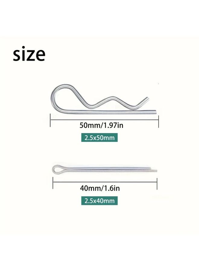 120PCS Heavy Duty Stainless Steel Cotter Pin Kit R Clip Hook Pin Assortment For Trailers Trucks Lawn Mowers Locking Mechanisms - Image 4