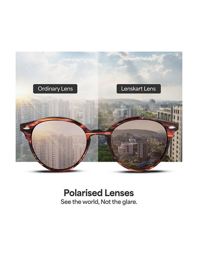 VINCENT CHASE Unisex VINCENT CHASE By Lenskart | Mirage Full Rim Round Polarized & UV Protected Sunglasses For Men & Women VC S12585 - 51mm - Brown - Image 5
