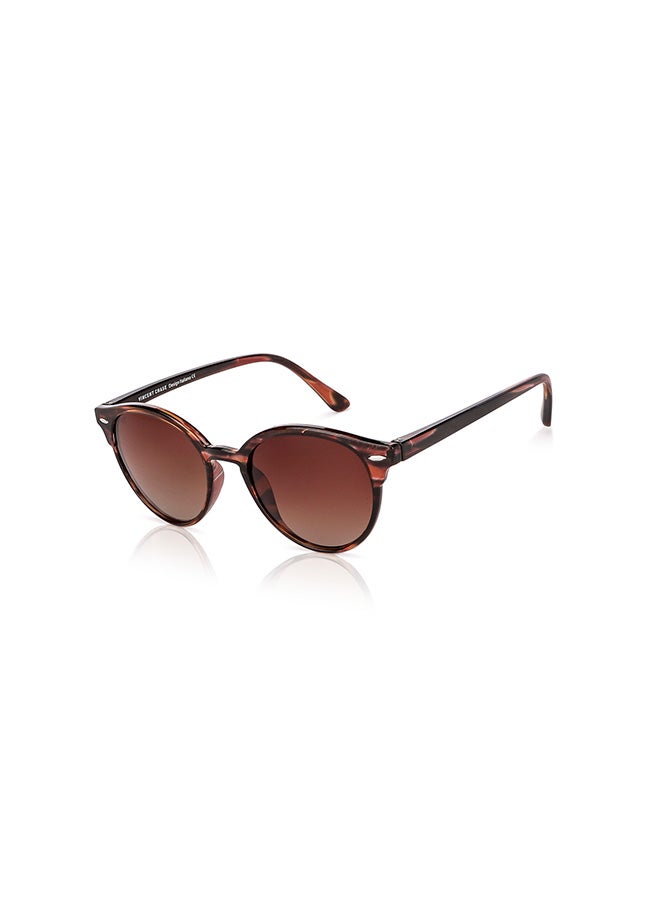 VINCENT CHASE Unisex VINCENT CHASE By Lenskart | Mirage Full Rim Round Polarized & UV Protected Sunglasses For Men & Women VC S12585 - 51mm - Brown - Image 1