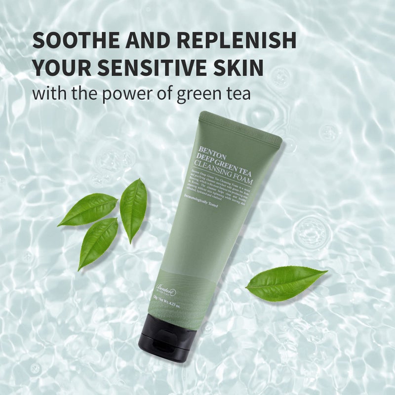 BENTON Deep Green Tea Natural Face Wash (4.23 oz.) - Hydrating and Gentle Facial Cleanser for Various Skin types, Korean Foaming Facial Cleanser - Image 2