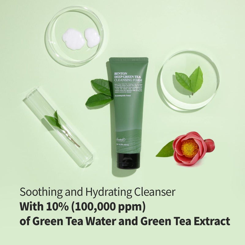 BENTON Deep Green Tea Natural Face Wash (4.23 oz.) - Hydrating and Gentle Facial Cleanser for Various Skin types, Korean Foaming Facial Cleanser - Image 3