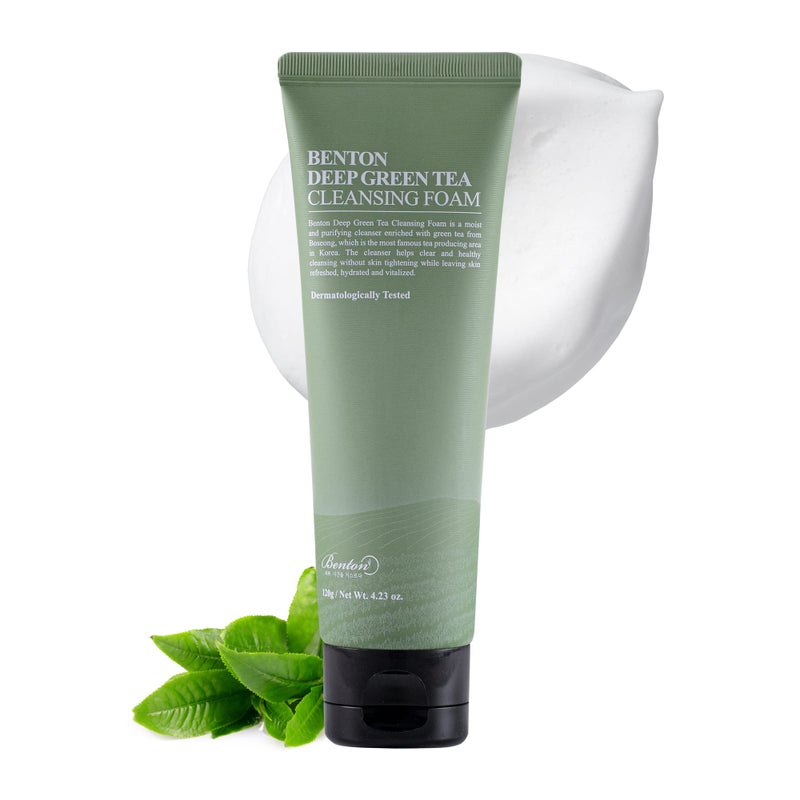 BENTON Deep Green Tea Natural Face Wash (4.23 oz.) - Hydrating and Gentle Facial Cleanser for Various Skin types, Korean Foaming Facial Cleanser - Image 1