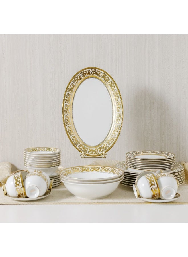 DANUBE HOME Royal Feast 44-Piece Premium Fine Porcelain Dinner Set – Elegant Tableware for 8 Persons – Luxury Dinnerware Set for Home, Parties, Events & Gifting - White/Gold - Image 4
