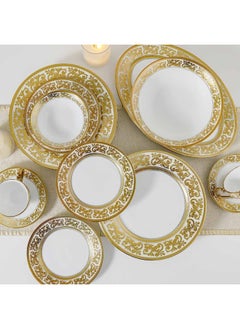 DANUBE HOME Royal Feast 44-Piece Premium Fine Porcelain Dinner Set – Elegant Tableware for 8 Persons – Luxury Dinnerware Set for Home, Parties, Events & Gifting - White/Gold  - Image 1