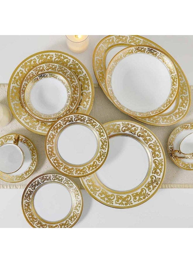 DANUBE HOME Royal Feast 44-Piece Premium Fine Porcelain Dinner Set – Elegant Tableware for 8 Persons – Luxury Dinnerware Set for Home, Parties, Events & Gifting - White/Gold - Image 1