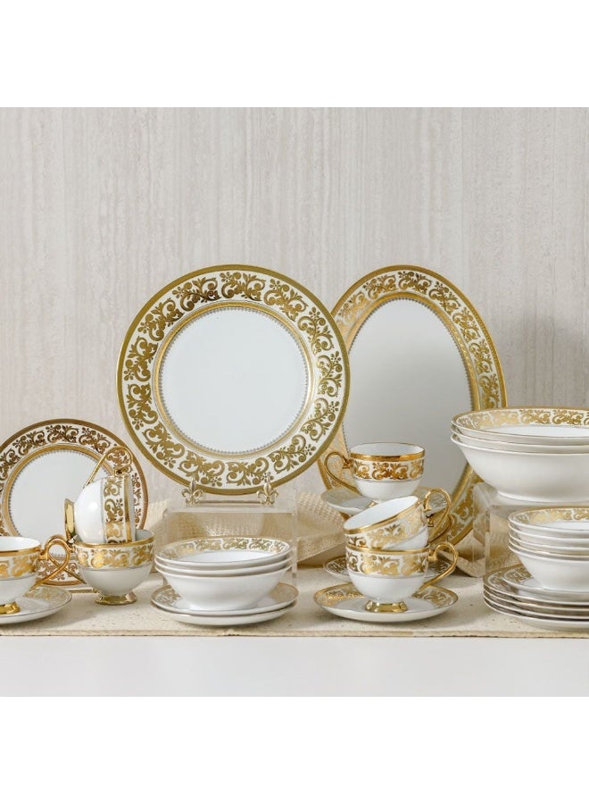 DANUBE HOME Royal Feast 44-Piece Premium Fine Porcelain Dinner Set – Elegant Tableware for 8 Persons – Luxury Dinnerware Set for Home, Parties, Events & Gifting - White/Gold - Image 5