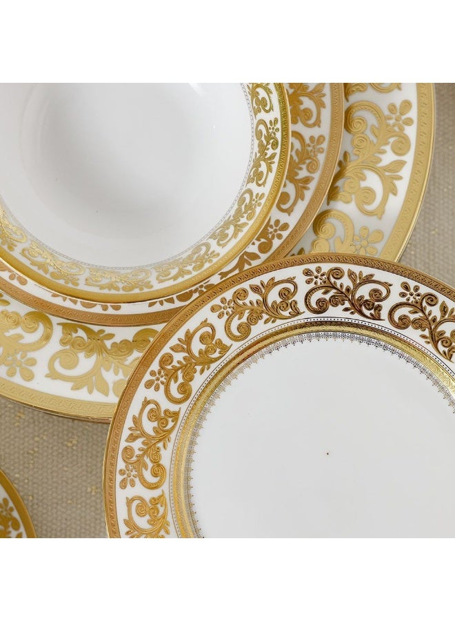 DANUBE HOME Royal Feast 44-Piece Premium Fine Porcelain Dinner Set – Elegant Tableware for 8 Persons – Luxury Dinnerware Set for Home, Parties, Events & Gifting - White/Gold - Image 2