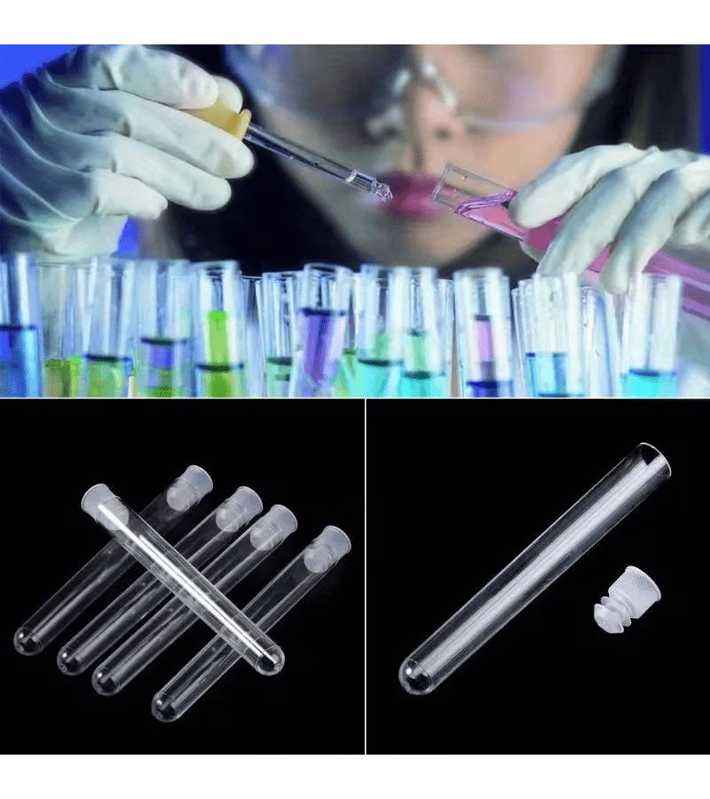 Pack of 10 Transparent Test Tubes with Leak Proof Lids for Laboratory and Field Use - Image 2