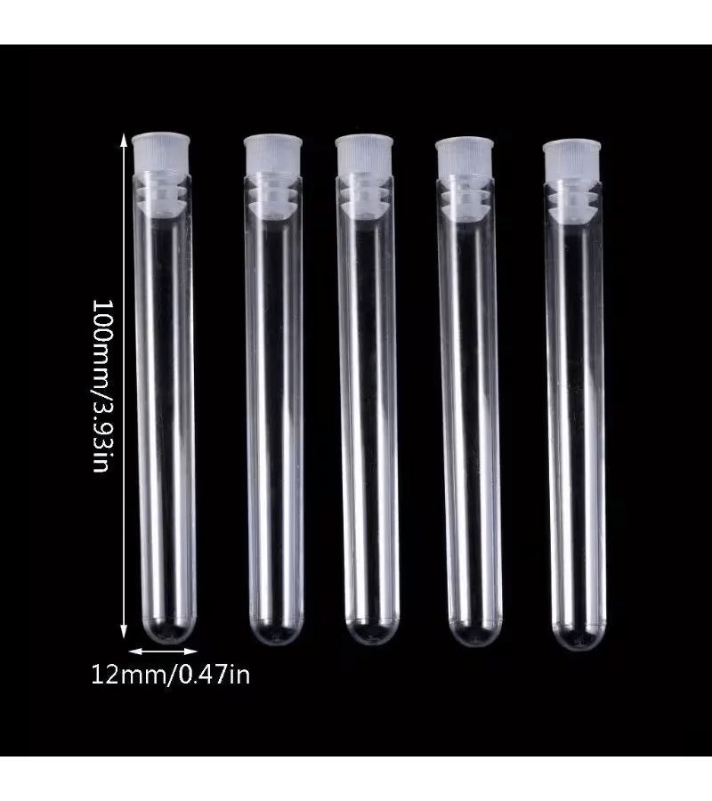 Pack of 10 Transparent Test Tubes with Leak Proof Lids for Laboratory and Field Use - Image 3