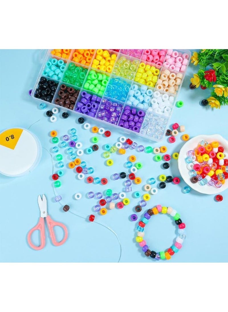 Barrel Beads DIY Accessories Kit, Pony Beads Stringing DIY Bracelet Jewelry Set for Kids, Complete Kit - Image 4