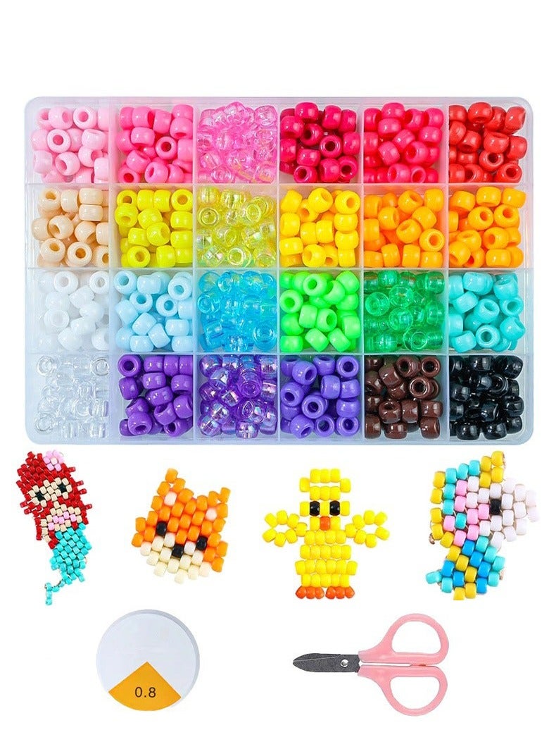 Barrel Beads DIY Accessories Kit, Pony Beads Stringing DIY Bracelet Jewelry Set for Kids, Complete Kit - Image 1