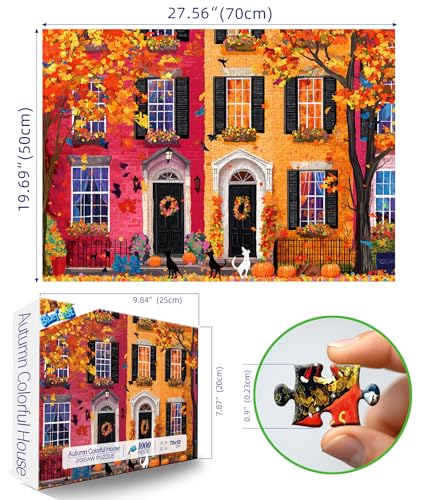 Blueforest Color Townhouses 1000 Piece Puzzle for Adults Funny Puzzles for Adults 1000 Pieces with HD Print Poster 275 197 in Dust Free for 2026 Gifts Family Party Games - Image 5
