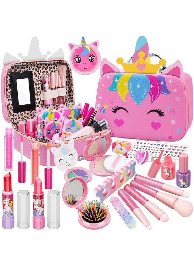 Hollyhi Hollyhi 25 Pcs Kids Makeup Kit for Girl, Real Washable Make Up Set with Unicorn Bag, Pretend Beauty Dress Up Princess Toys for Ages 3 4 5 6 7 8 9 10 11 12 13 14 Year Old Kids Christmas Birthday Gifts  - Image 4