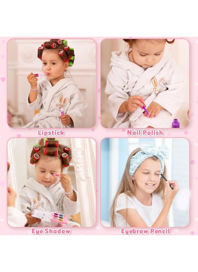 Hollyhi Hollyhi 25 Pcs Kids Makeup Kit for Girl, Real Washable Make Up Set with Unicorn Bag, Pretend Beauty Dress Up Princess Toys for Ages 3 4 5 6 7 8 9 10 11 12 13 14 Year Old Kids Christmas Birthday Gifts  - Image 3
