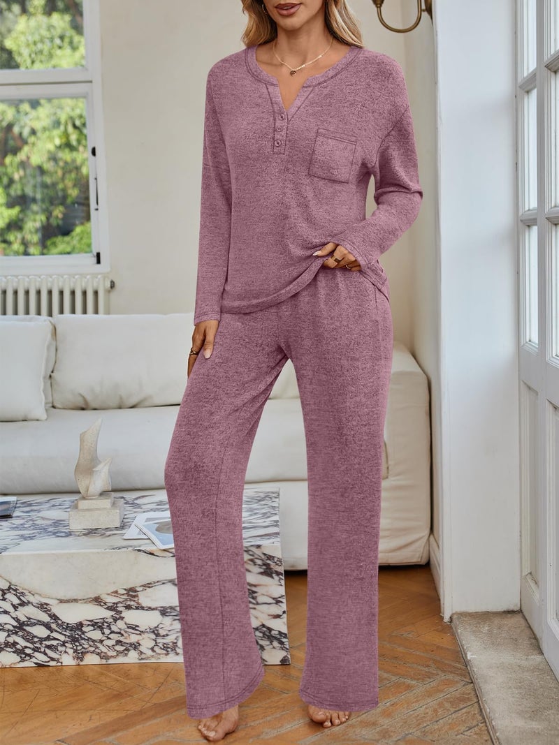 LILLUSORY Womens 2 Piece Lounge Sets Winter Outfits 2026 Sweatsuit Matching Pjs Airport Vacation Travel Fall Pajamas Fashion Burgundy S - Image 2