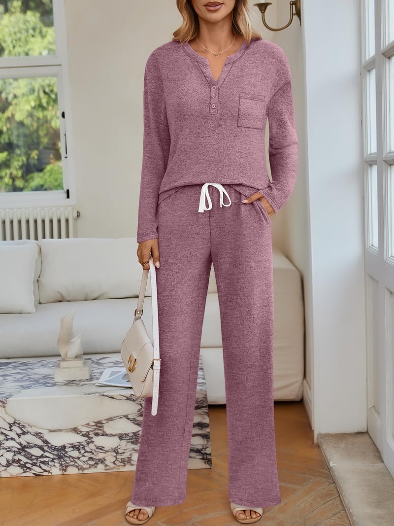 LILLUSORY Womens 2 Piece Lounge Sets Winter Outfits 2026 Sweatsuit Matching Pjs Airport Vacation Travel Fall Pajamas Fashion Burgundy S - Image 5