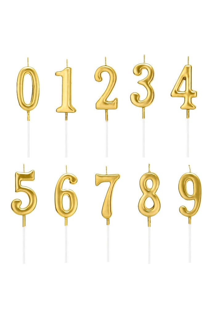 10Pcs Gold Number Candles 0 1 2 3 4 5 6 7 8 9 Birthday Candles for Cake Decorations Party Wedding Anniversary Celebration Supplies Men Women - Image 1