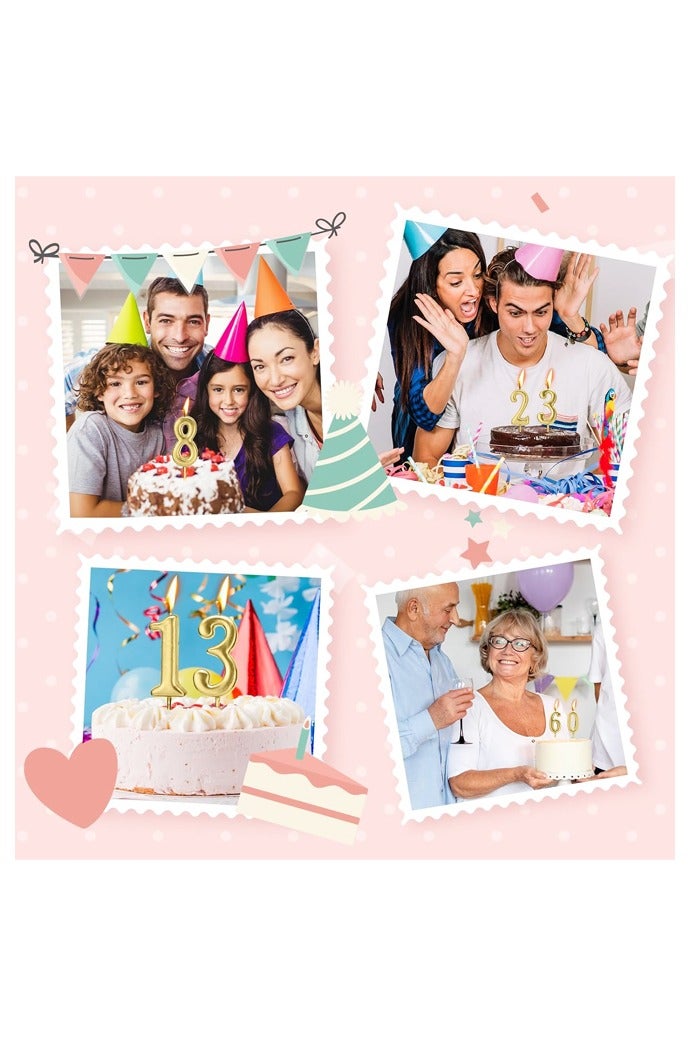 10Pcs Gold Number Candles 0 1 2 3 4 5 6 7 8 9 Birthday Candles for Cake Decorations Party Wedding Anniversary Celebration Supplies Men Women - Image 4