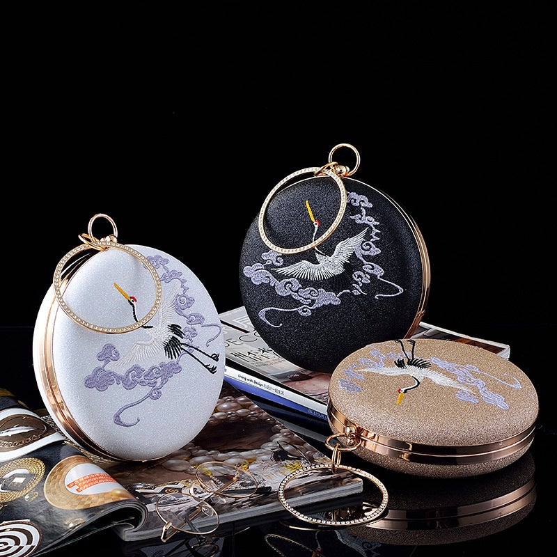 New Hanfu Bag Antique Handheld Banquet Bag Crane Embroidered Dress Bag Cheongsam Handbag Annual Meeting Bag - Image 2