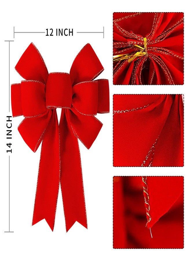 SIMISI RIBBON 3 Packs Red Bows Christmas Decorations Big Wired Velvet Bow with Gold Border for Wreaths Outdoor, Gift Wrapping, Tree Topper, Outside (12 * 14 inch - Image 2