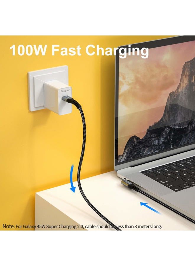 Fasgear 90 Degree USB C to Type C 3.1 Gen 2 Cable 10ft, 10Gbps 5A(100W) PD with E-Marker Chip 4K@60Hz Video Transfer Compatible for Link,VR Headset,PC Gaming,Docking Stations (Black) - Image 3